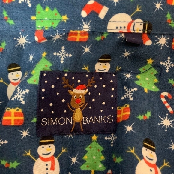 Simon Banks Men's Christmas Button Down Shirt - Picture 12 of 13